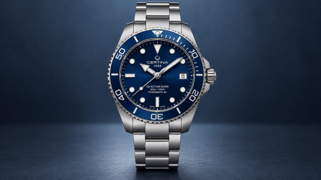 Illustration of the Certina DS Action Diver 38mm, reference C032.807.11.041.00.