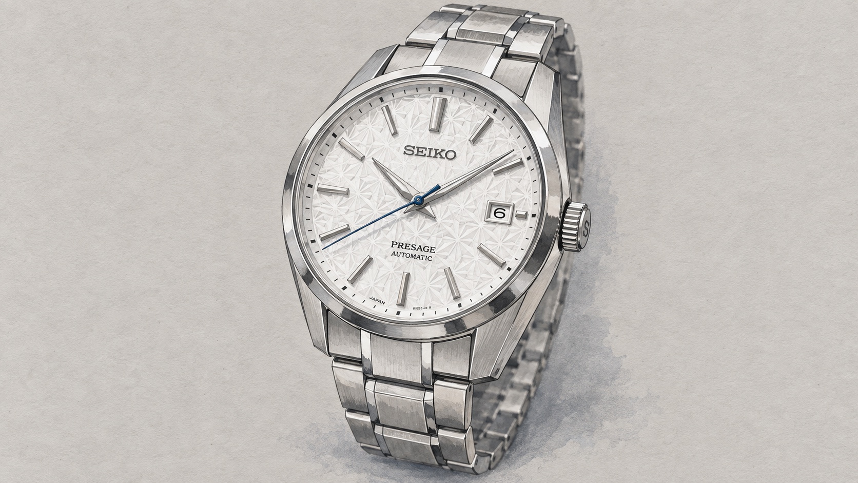 AI editorial illustration of the Seiko SPB165J1 watch.