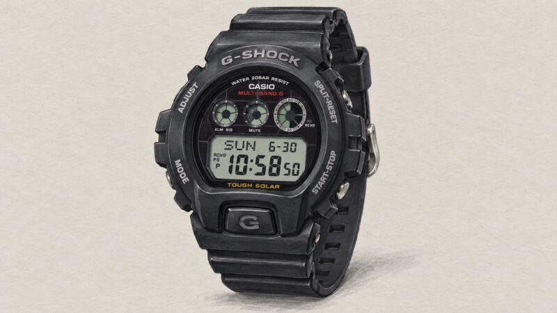 AI editorial illustration of the Casio GW-6900-1JF watch.