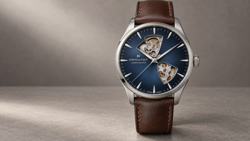 Illustration of the Hamilton Jazzmaster Open Heart 40mm, reference H32675540.