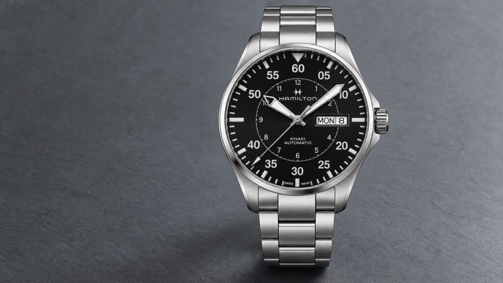 Illustration of the Hamilton Khaki Aviation Pilot Day Date 42mm, reference H64615135.