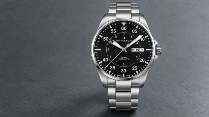 Illustration of the Hamilton Khaki Aviation Pilot Day Date 42mm, reference H64615135.