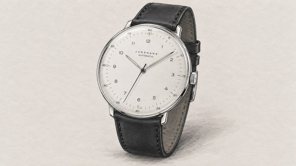 AI editorial illustration of the Junghans 27/3500.02 watch.