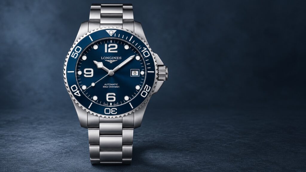 Illustration of the Longines HydroConquest 39mm, reference L3.780.4.96.6.