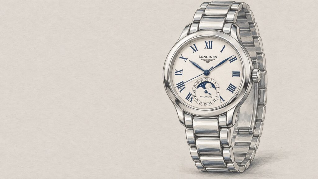 Editorial illustration of Longines L8.126.4.71.6