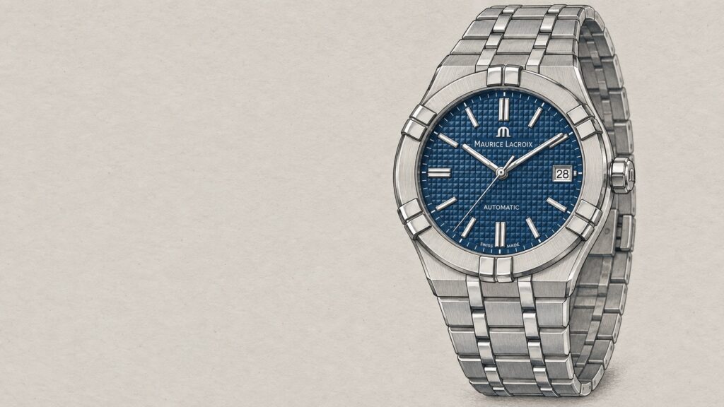 Editorial illustration of Maurice Lacroix AI6007-SS002-430-1