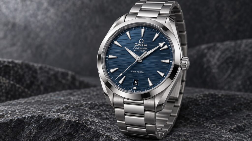 Illustration of the Omega Seamaster Aqua Terra 150M 38 reference 220.10.38.20.03.001.