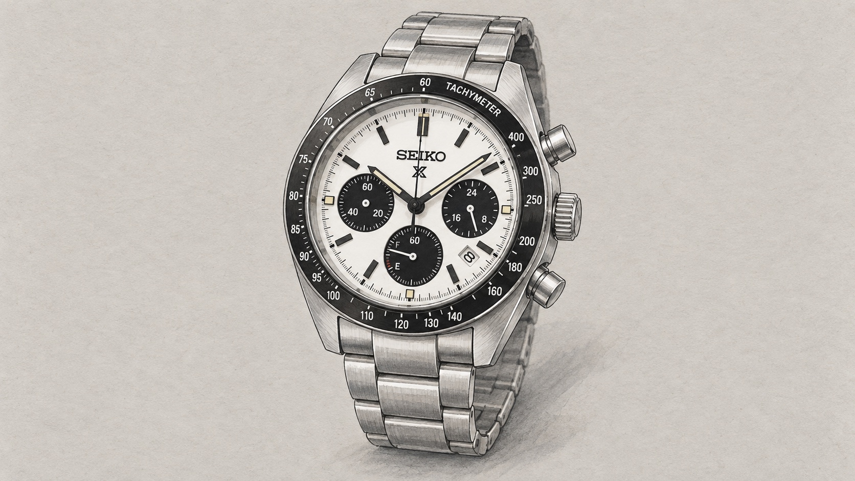AI editorial illustration of the Seiko SSC813P1 watch.