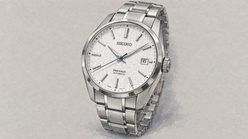 AI editorial illustration of the Seiko SPB165J1 watch.