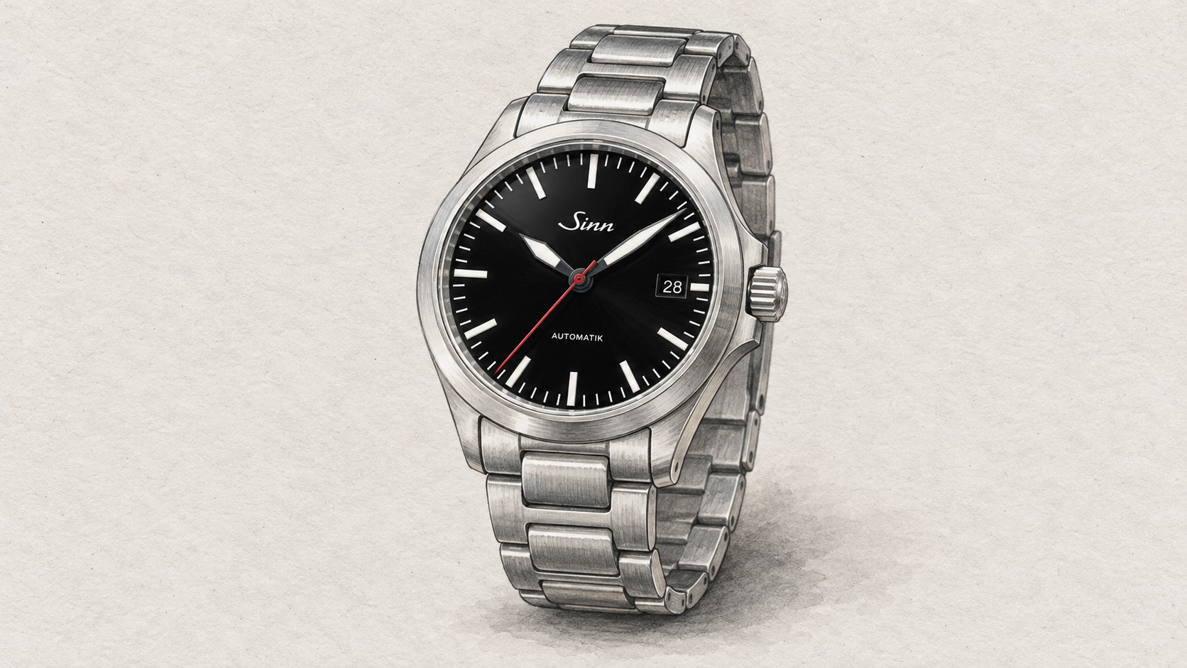 AI editorial illustration of the Sinn 556 I RS watch.