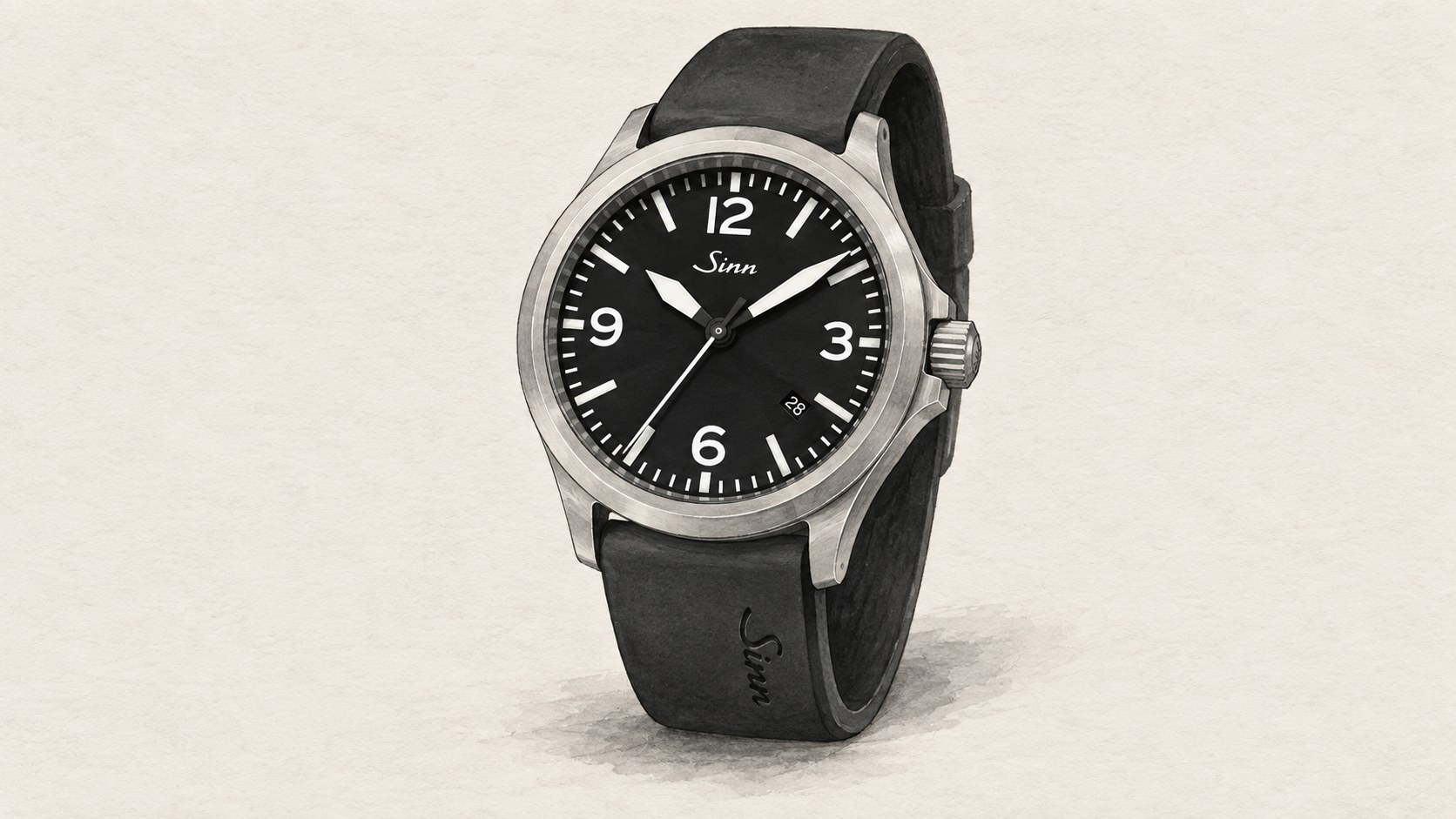 AI editorial illustration of the Sinn 856 watch.