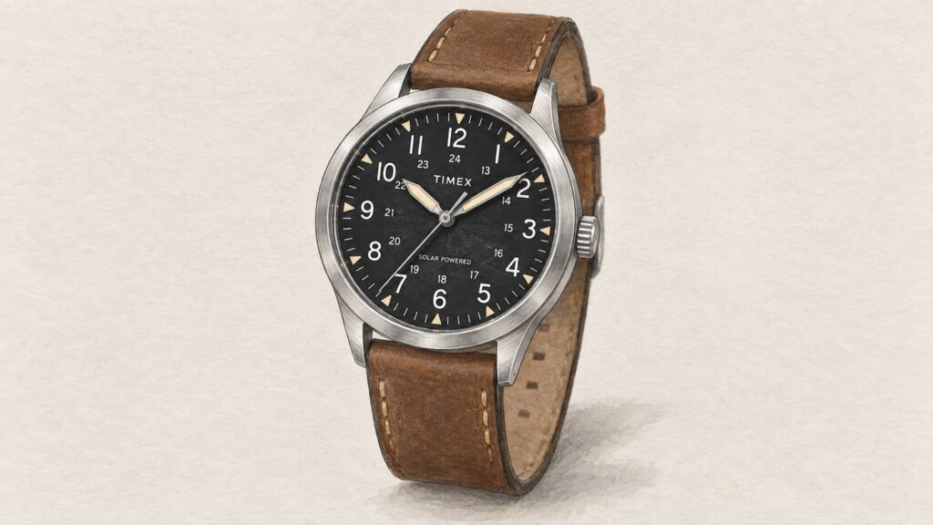 AI editorial illustration of the Timex TW2V00200 watch.