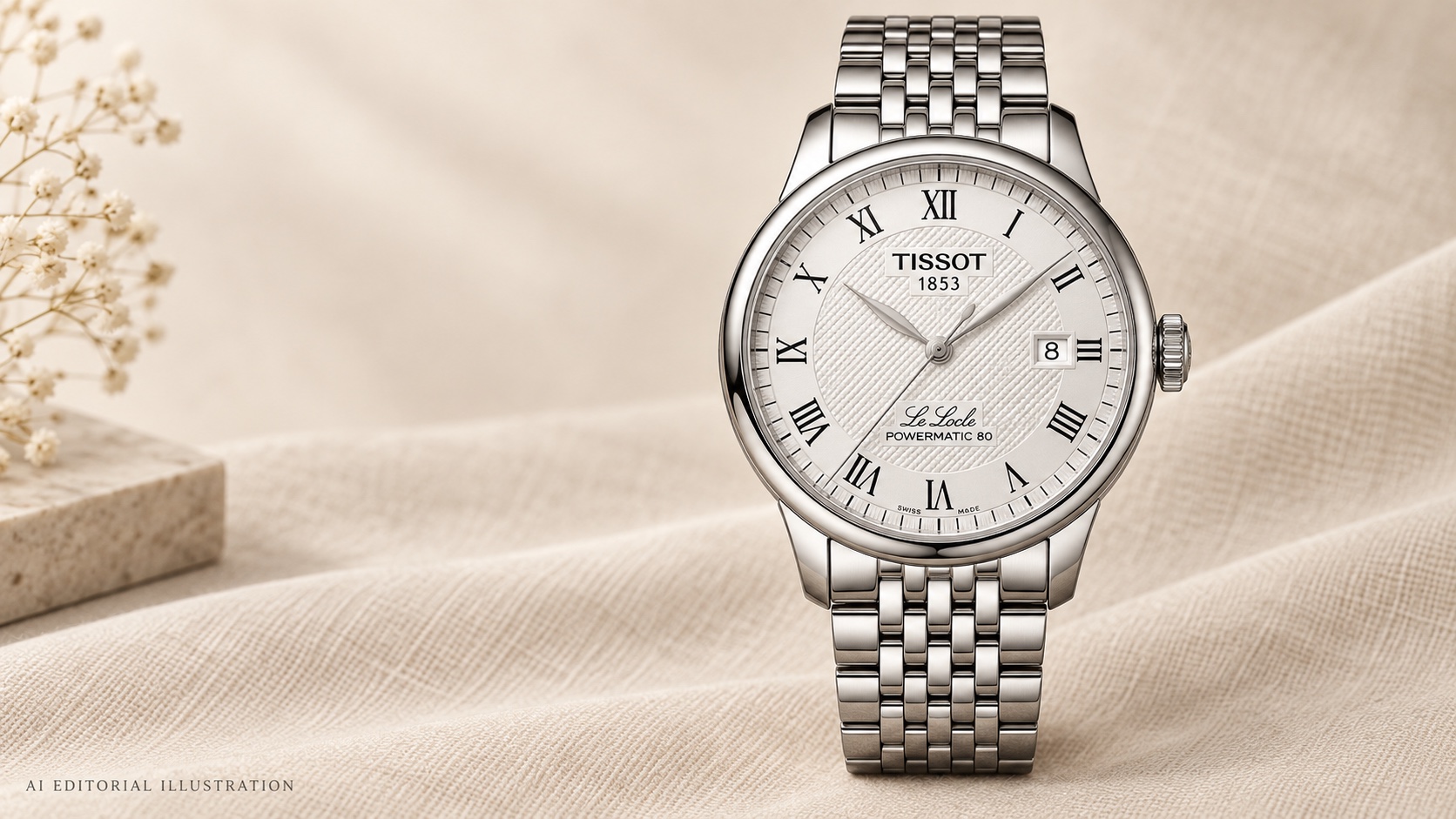 Illustration of the Tissot Le Locle Powermatic 80, reference T006.407.11.033.00.
